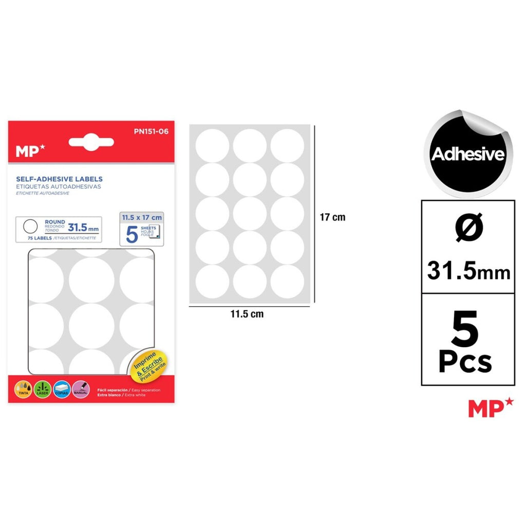 Mp Stickers - white circle labels