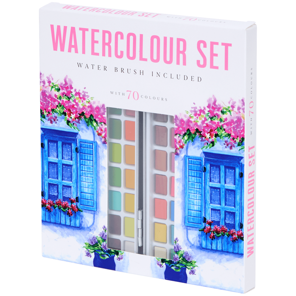 Set of 70 Watercolour blocks in tin
