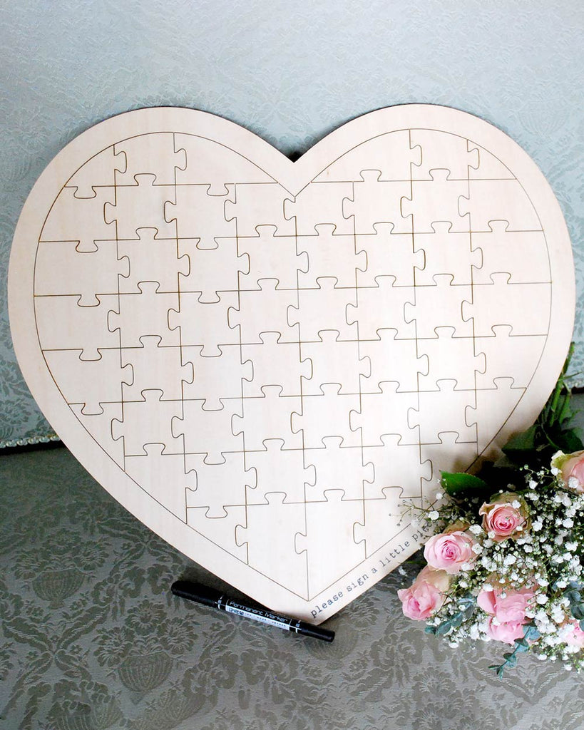 large wooden jigsaw heart