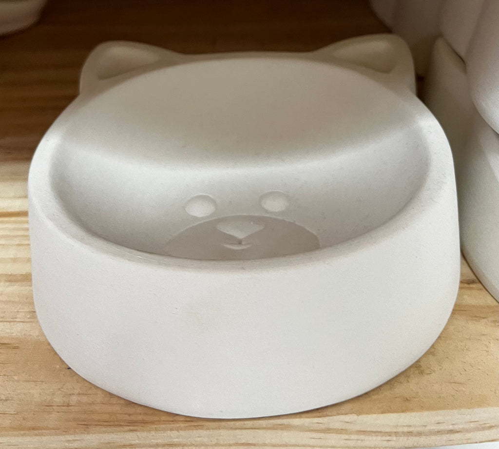 P132 - CERAMIC BLANK - CAT FACE SHAPED PET DISH