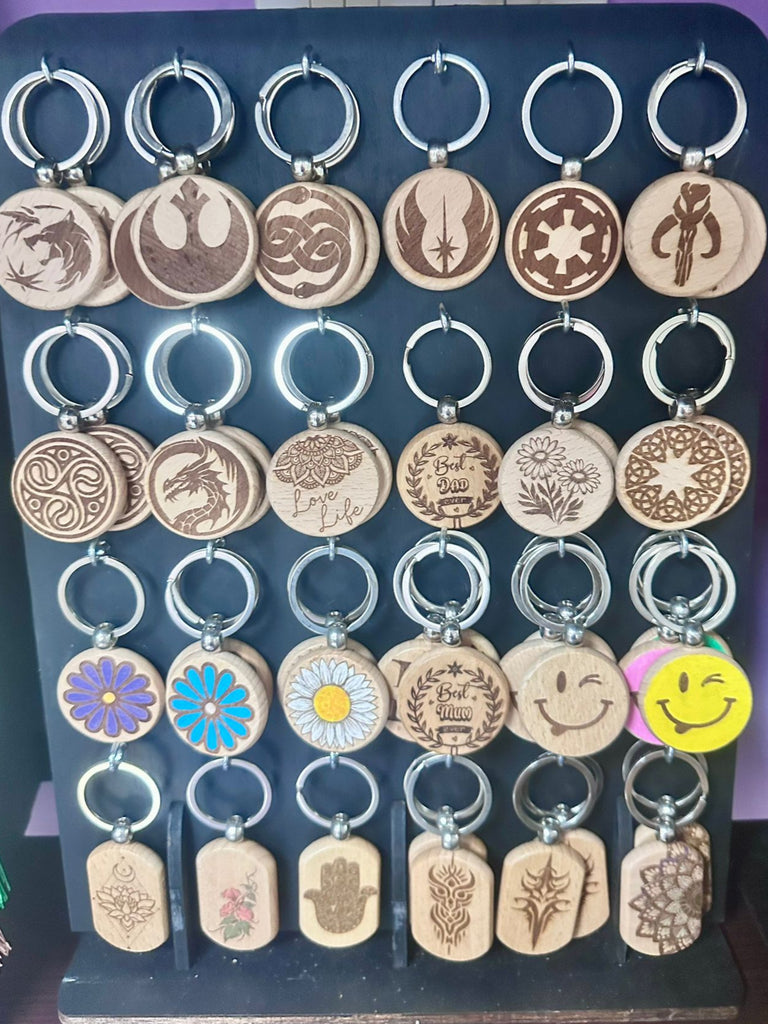 Wooden engraved keyrings