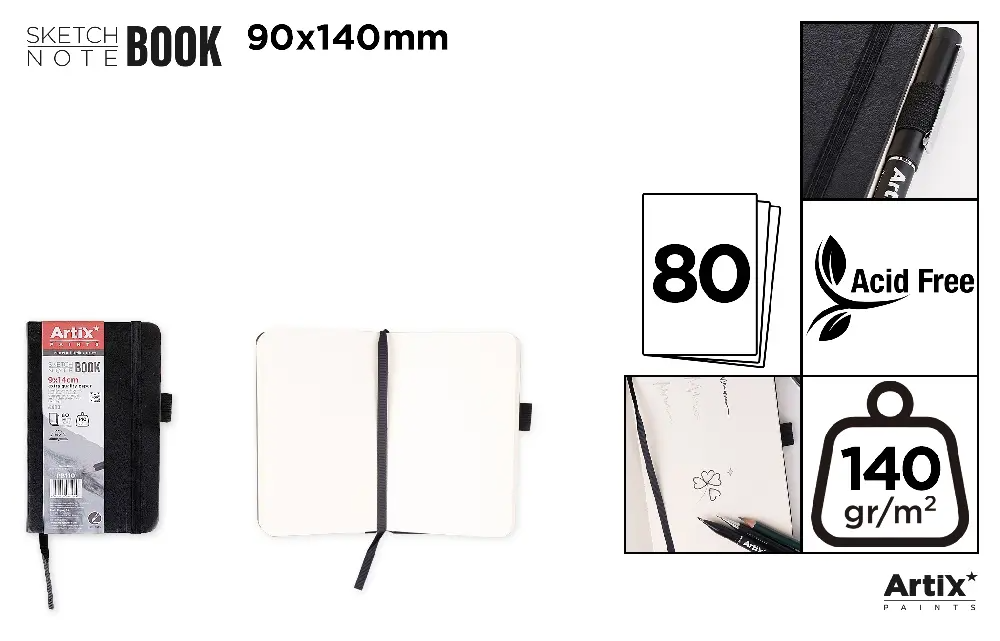 Hardcover Sketch Book 9x14cm