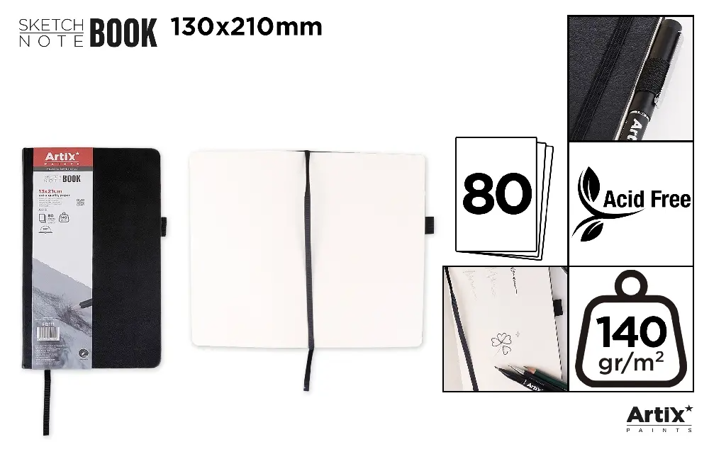 Hardcover Sketch Book 13x21 cm