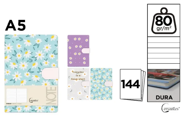A5 Hard cover Notebook - Flowers