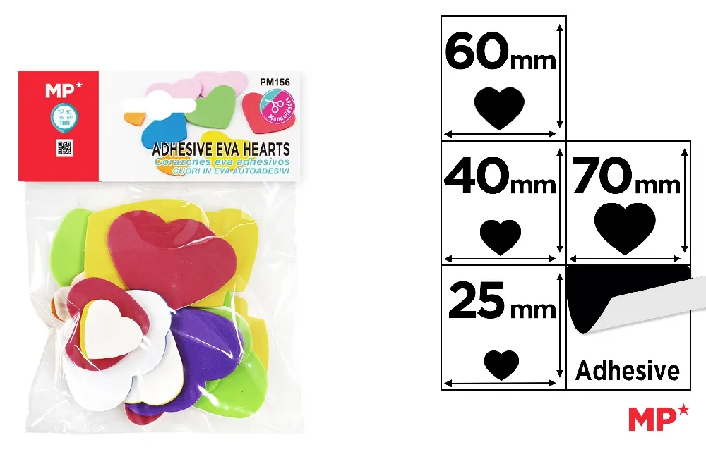 Self adhesive foam hearts
