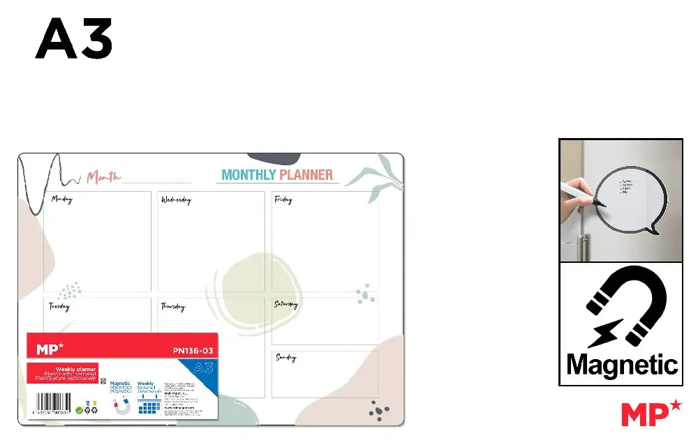 Magnetic weekly planner A3