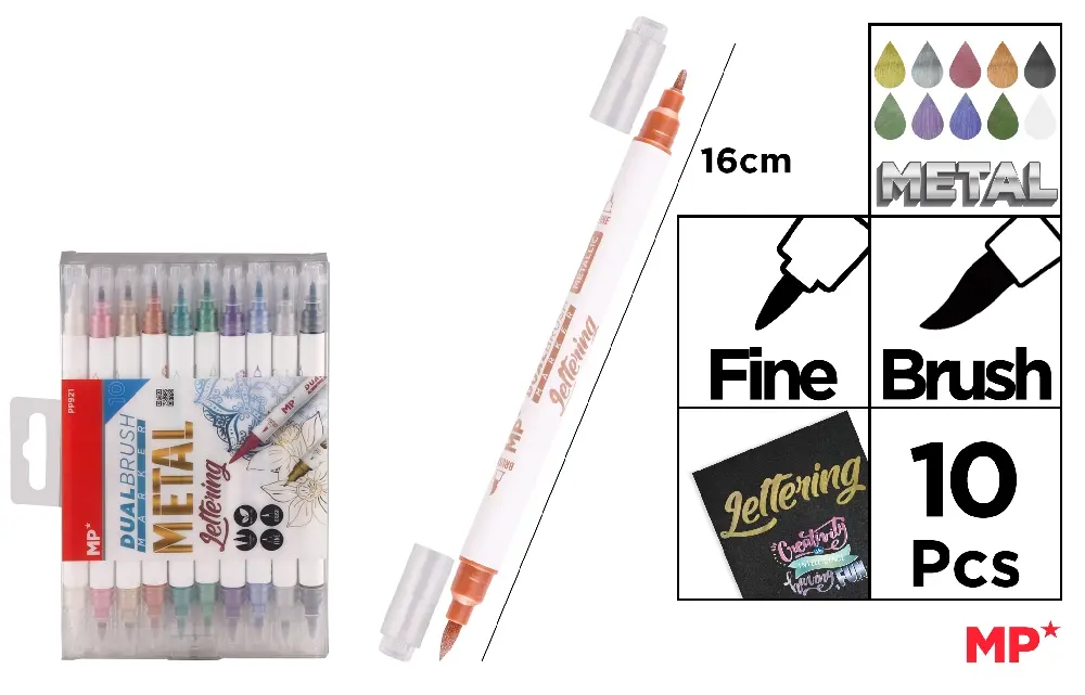 dual brush markers - metallic