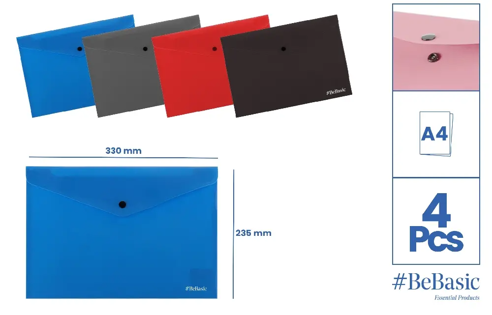 A4 plastic folders - 4pcs