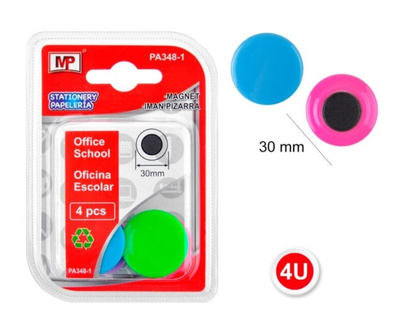 4 coloured Magnets - 30mm