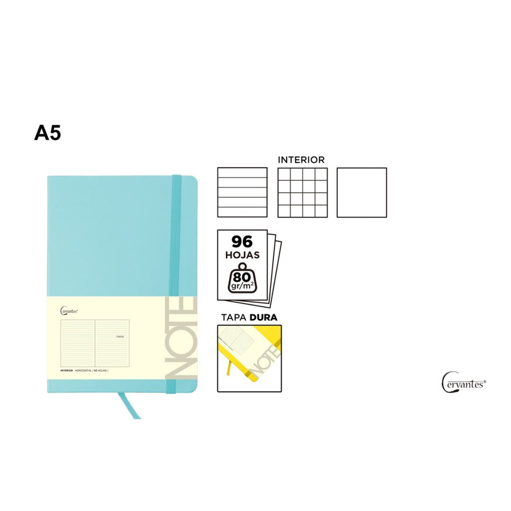 Turquoise A5 Notebook - lined, squared or blank