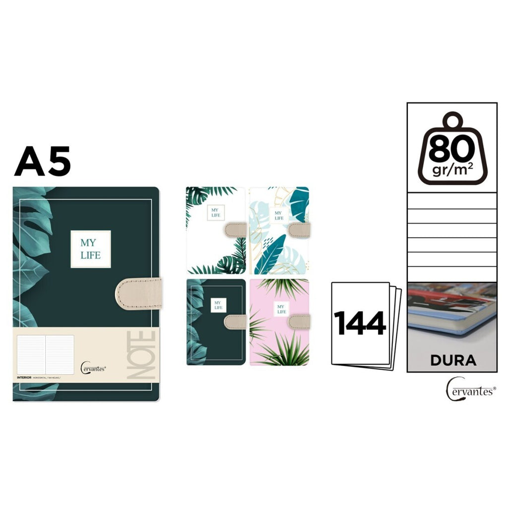 A5 Hard cover Notebook - leaves