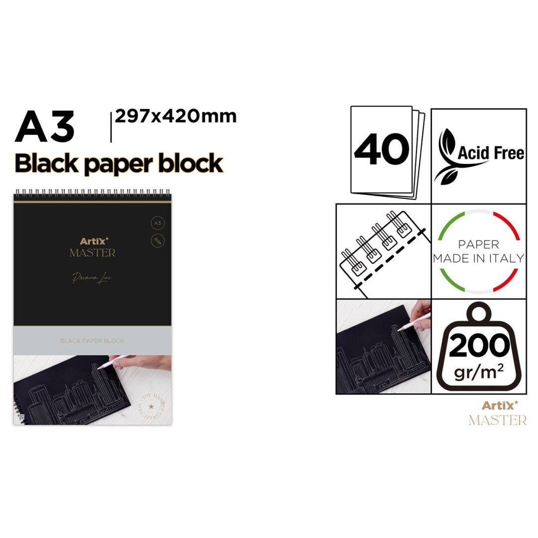 Black paper Pad A3