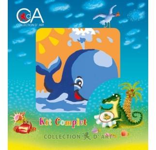 Printed tapestry kit . 10cm x 10cm whale