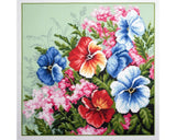 Printed cross stitch aida - Pansies