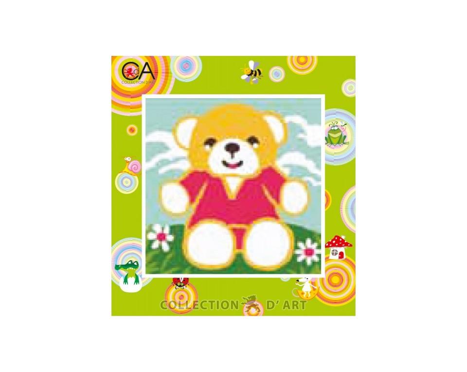 Printed tapestry kit . 15cm x 15cm bear