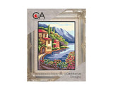 Printed tapestry kit . 14cm x 18cm villa