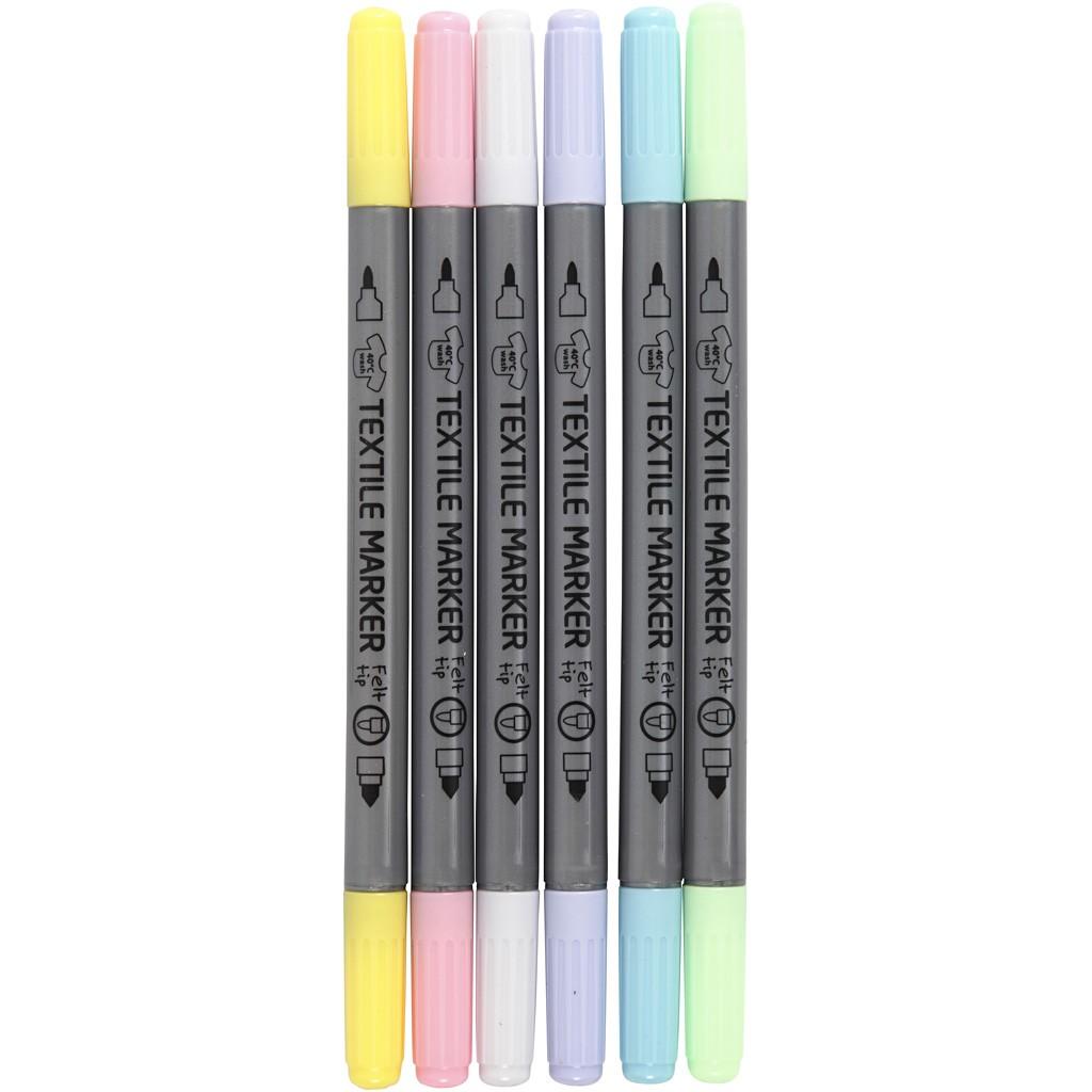 Textile Markers - Pastels - Double Ended 6pcs