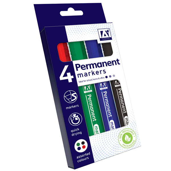 4 permanent markers - coloured