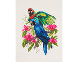 Printed cross stitch aida - Parrots