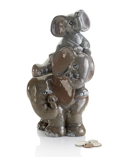 Ceramic Stack of Elephants Bank
