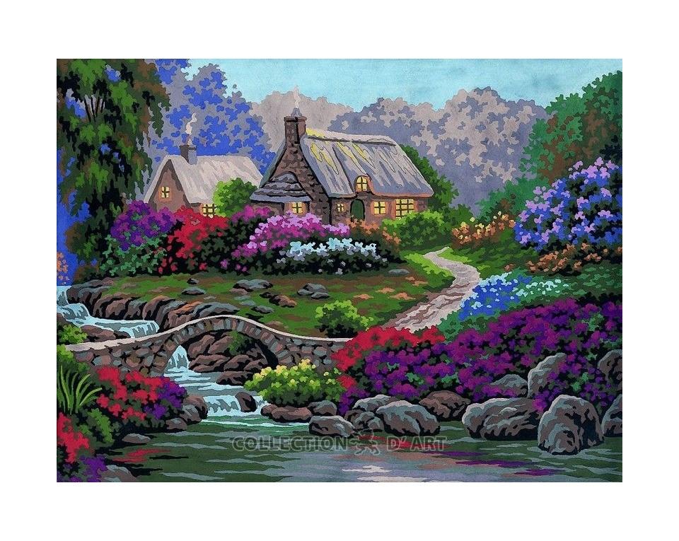 Diamond Art - Lodge in flowers