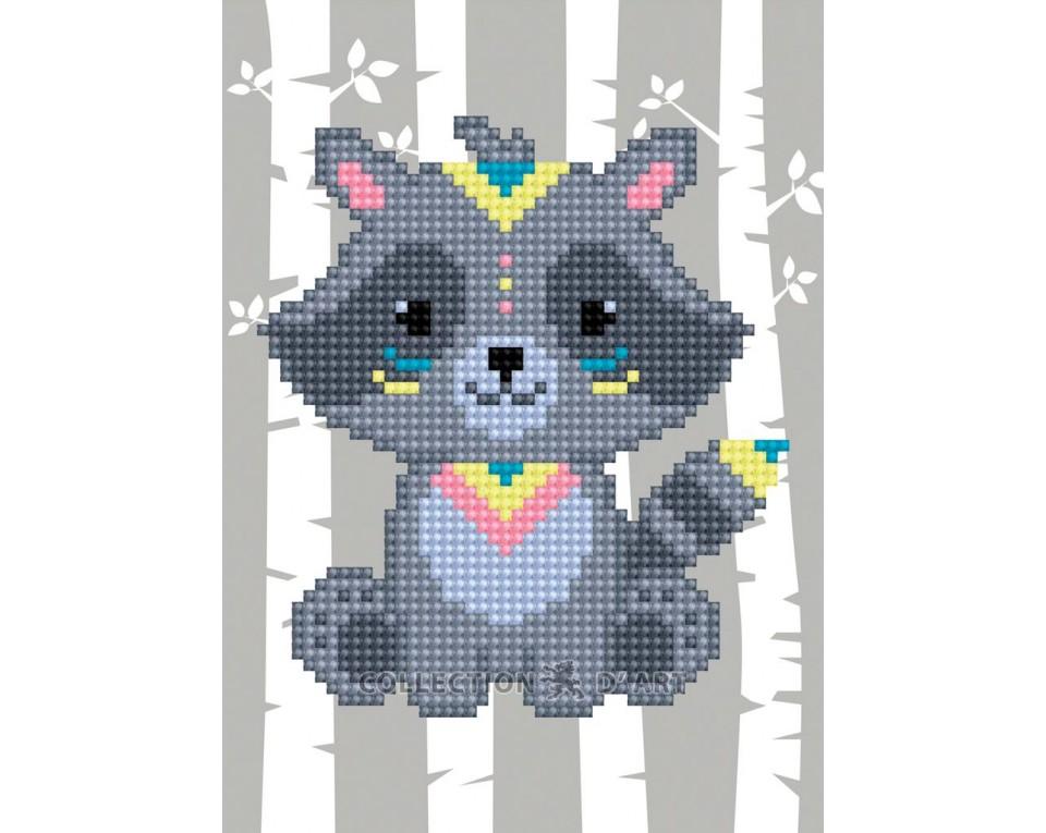 Diamond art mosaic card kit . raccoon