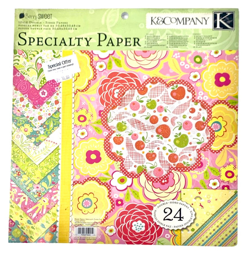 Scrapbooking paper pack - 'berry sweet' REDUCED