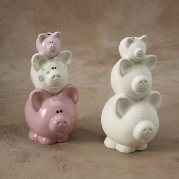 Ceramic Pile of Pigs bank