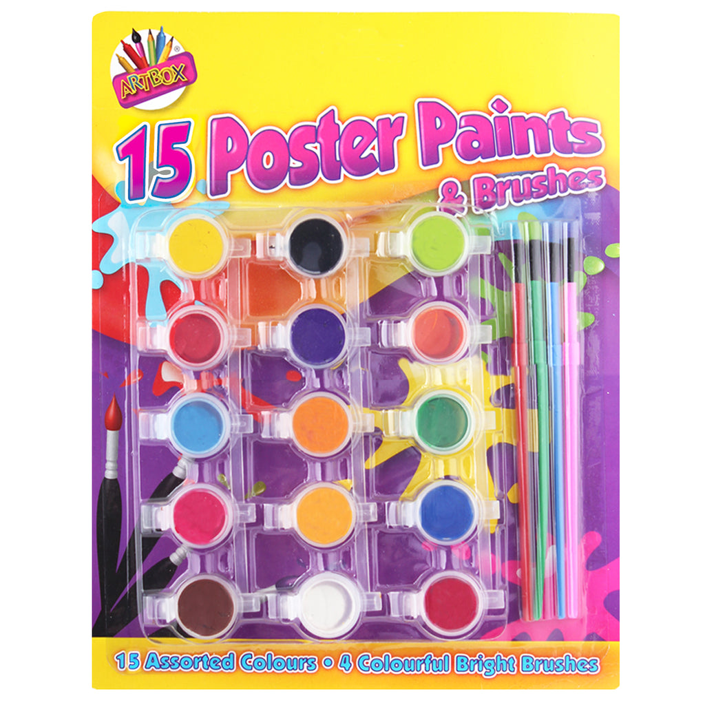 15 Poster paints with brushes