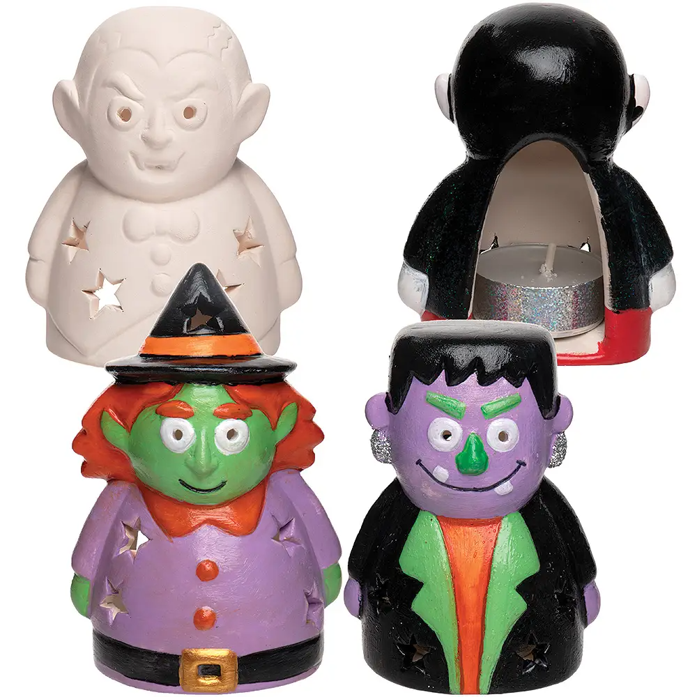 Halloween Ceramic:  Tealight holder vampire / frankenstein / witch
