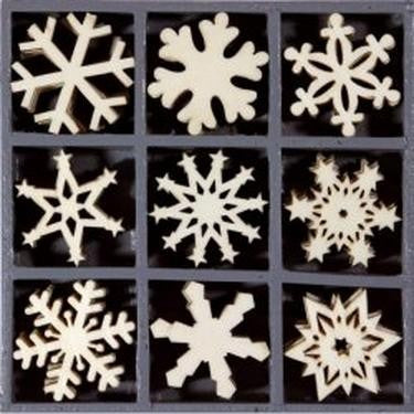 Wooden snowflakes 45 pieces