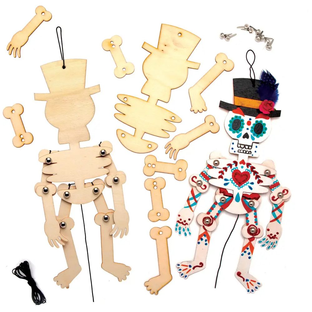 Halloween wooden skeleton puppet kit
