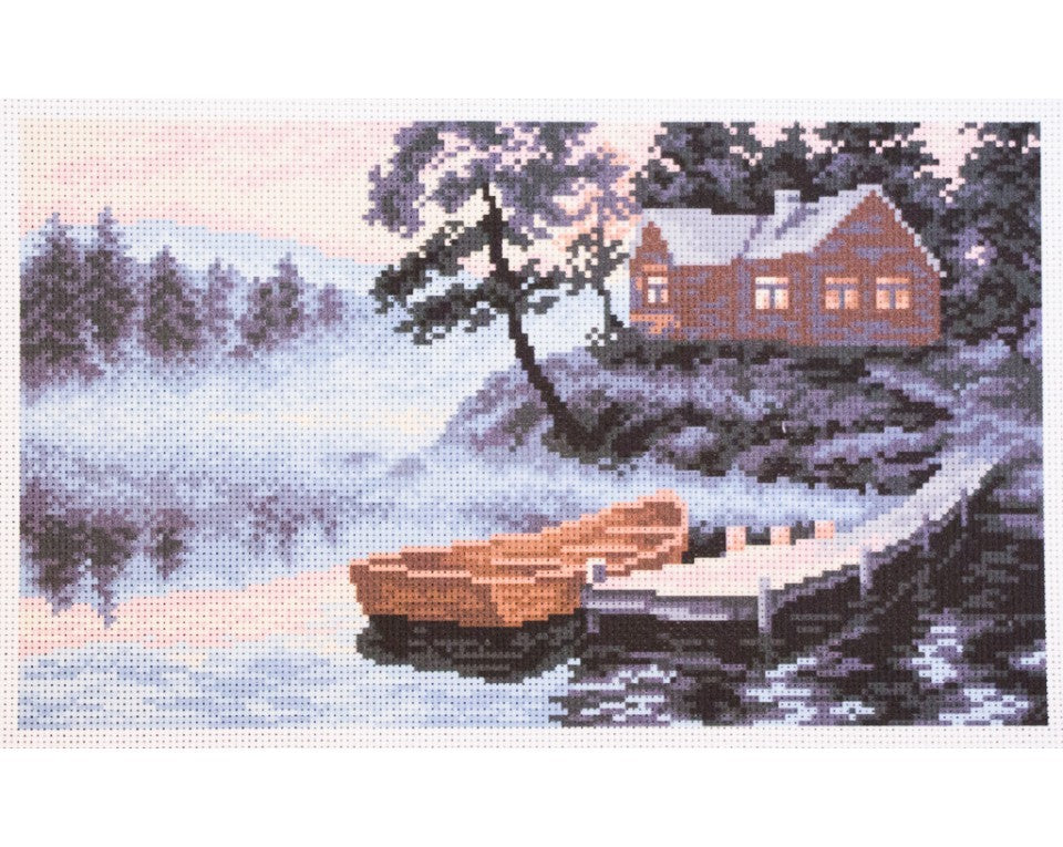 Printed cross stitch aida - A quiet evening