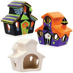 Halloween Ceramic: Haunted House Tealight Holders