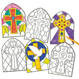 Stained Glass Effect Cross Colour-in Window Decorations