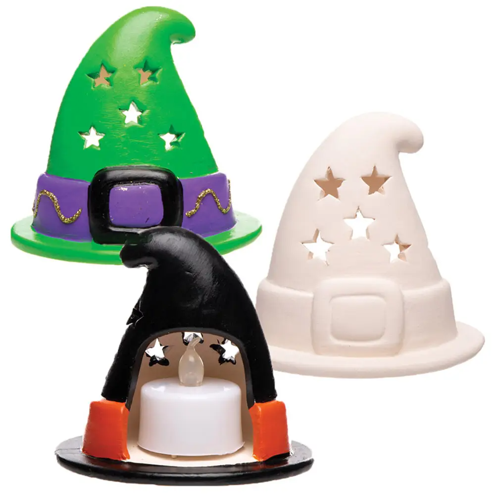 Halloween Ceramic:  Witches Hat Tealight Holders
